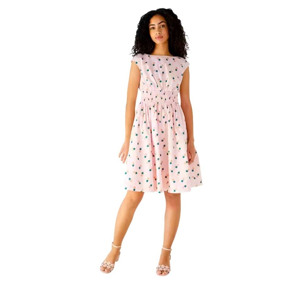 Kate Spade "Blaire" Pineapple Print Pink Cotton Dress Size XS